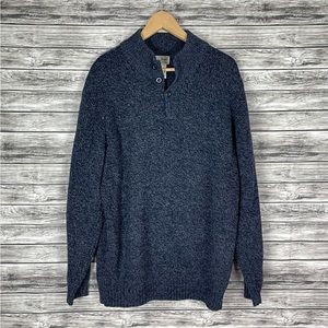 L.L. Bean Dark Blue 100% Lamb's Wool Sweater - Mens Large